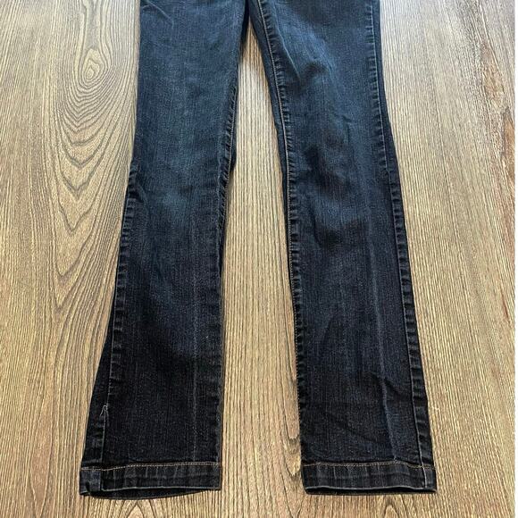 Miss Anna Womens Flare Jeans Mid Rise Denim 5 Pockets Dark Wash Blue Size 38 - Picture 4 of 11